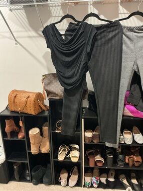 Dkny Black Pinstripe Skinny Trousers